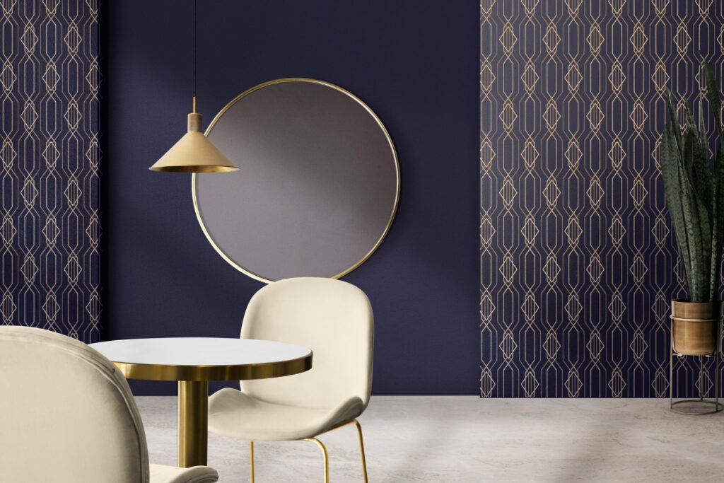 metallic themed design wallpaper in home