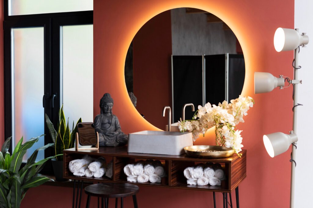 Vintage Dresser Vanity in bathroom