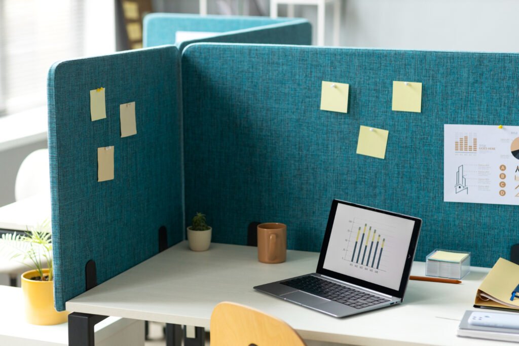 decorated workspace cubicle