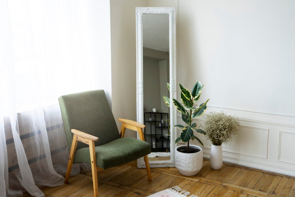 minimalist leaning mirror for home decor