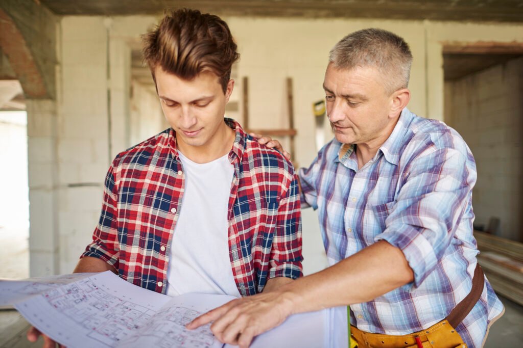home owners discussing about home renovation with contractor