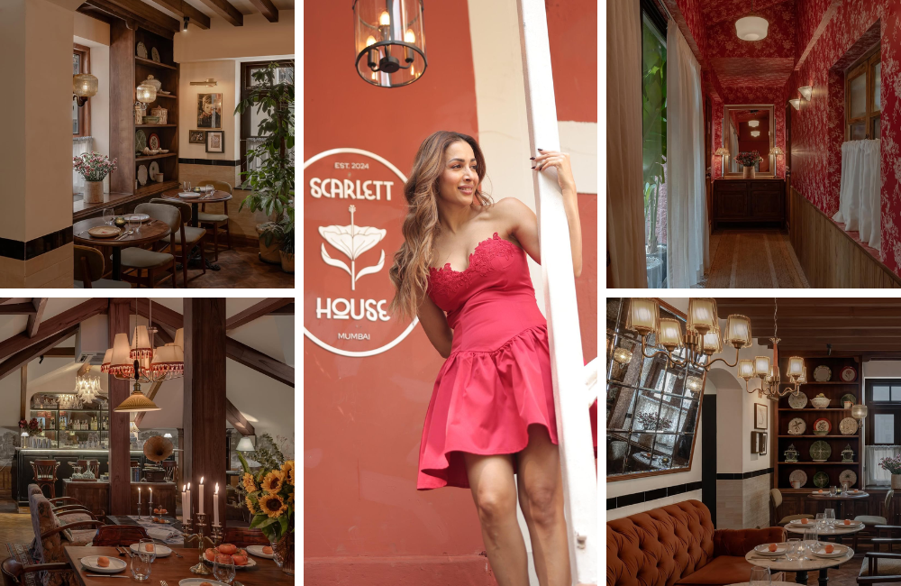 scarlett house by malaika arora in mumbai , the interior decor of the restaurant 