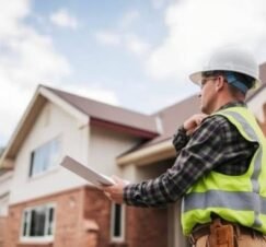 Builder inspecting a custom home