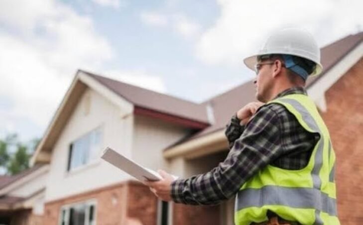 Builder inspecting a custom home