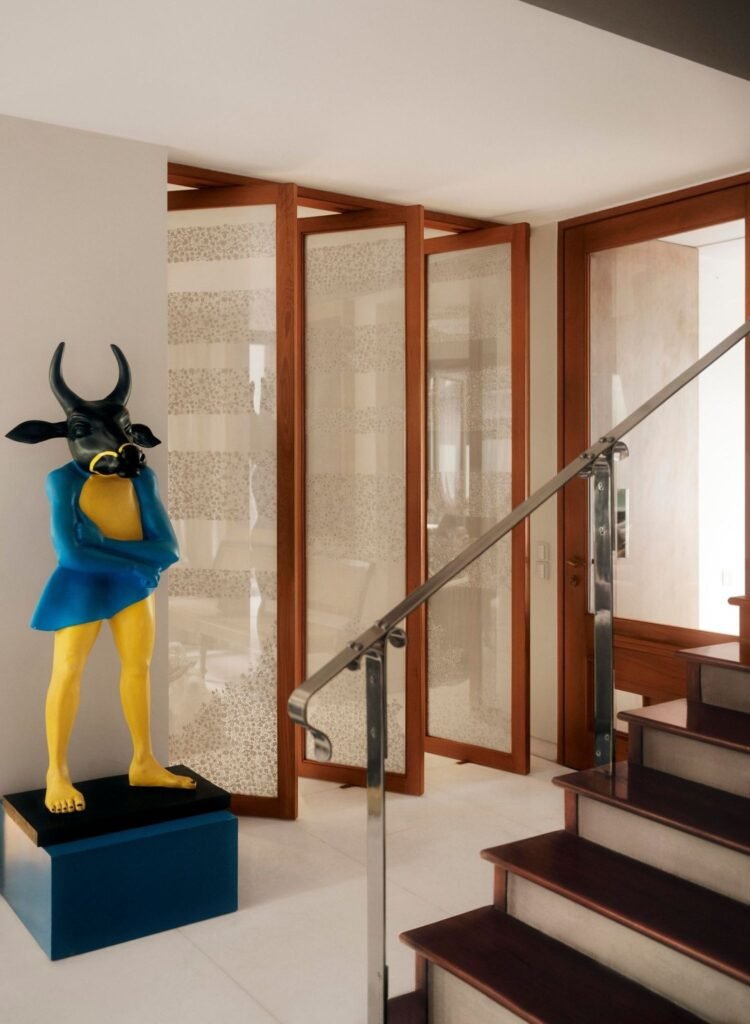 Anamika Khanna’s interior with a colorful sculpture.