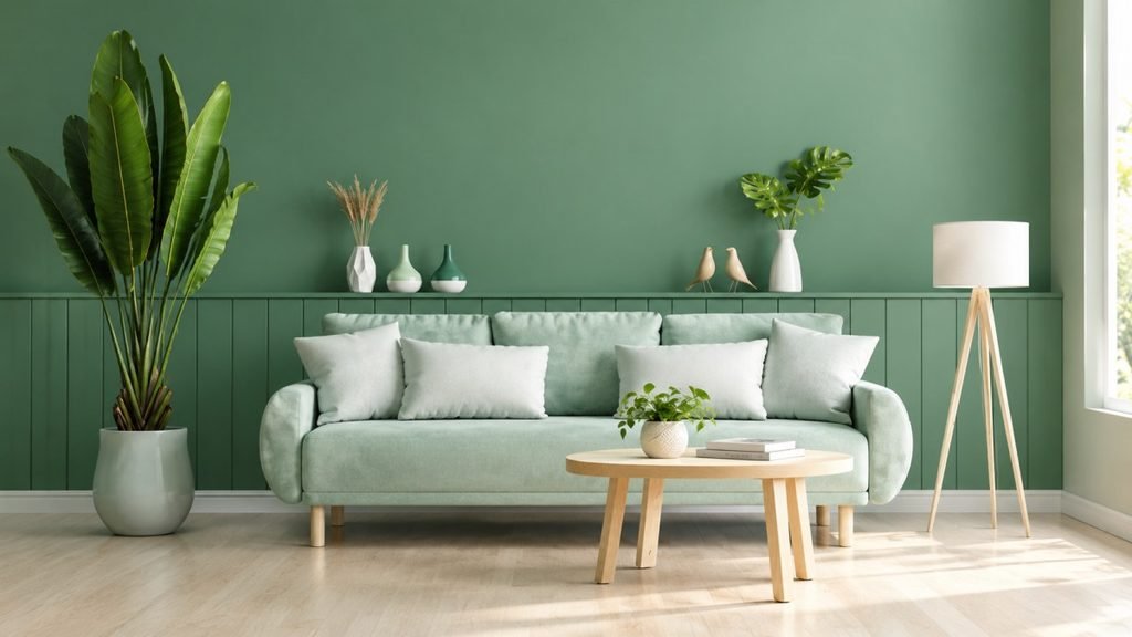 Serene Green Scandinavian Living Room