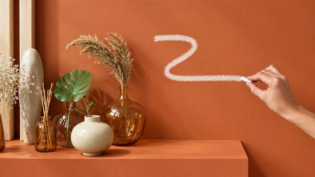 Terracotta Shelf with Chalk Squiggle